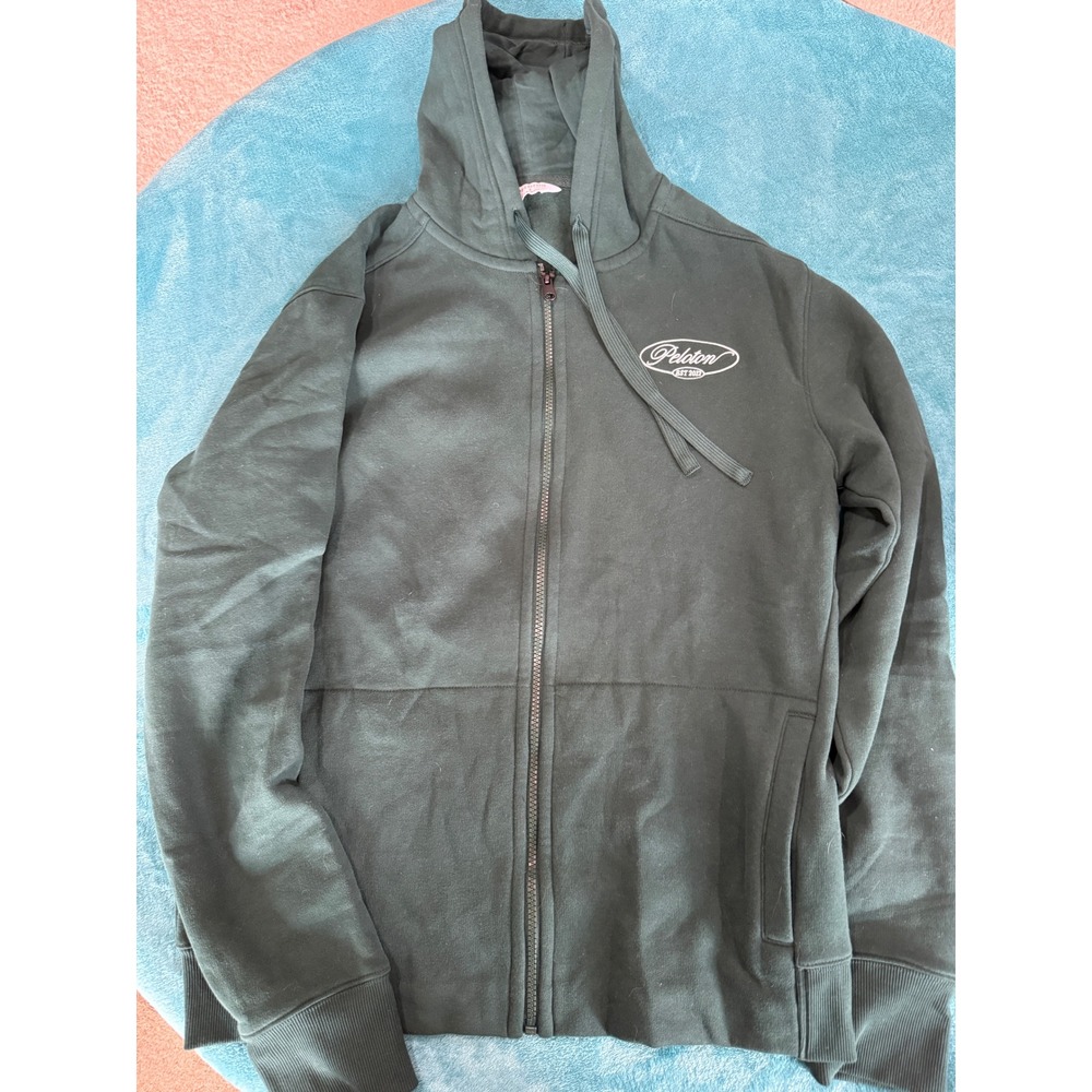 Peloton Mens Full Zip Hoodie Forest Green Est 2012 Logo Sweatshirt Size Small